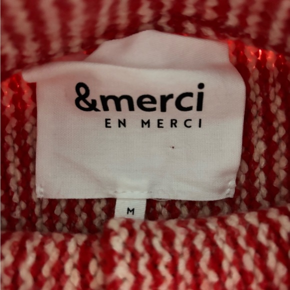 Red Stripe Button-Back Women’s Cardigan Sweater - Picture 2 of 5